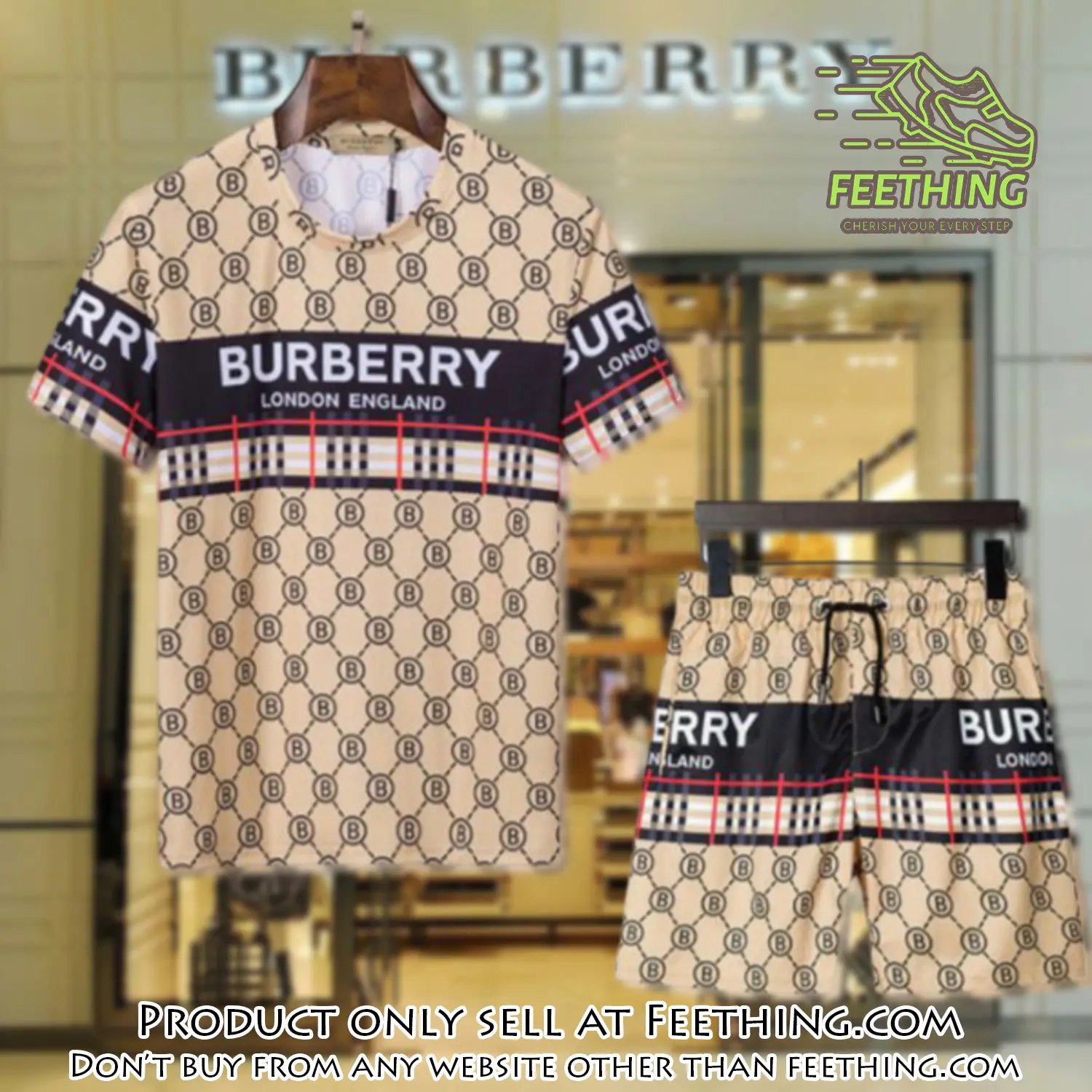 Burberry combo unisex tshirt & short limited luxury outfit cts1040 ft4806536